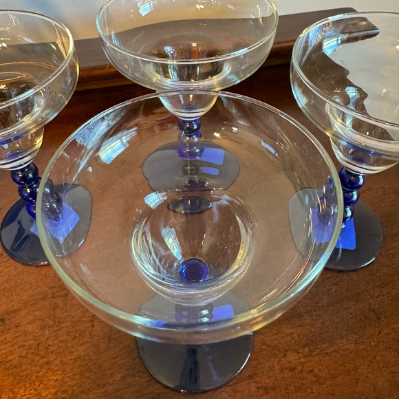 MCM LIBBEY METROPOLIS BLUE MARGARITA GLASSES STEMWARE - SET OF 4. NEW WITH TAGS - Picture 10 of 11
